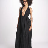 abito lungo scollato aperto CHANTAL BLACK christianzen 