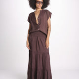camicia con bottoni CLARENCELK CHOCOLAT laraethnics 