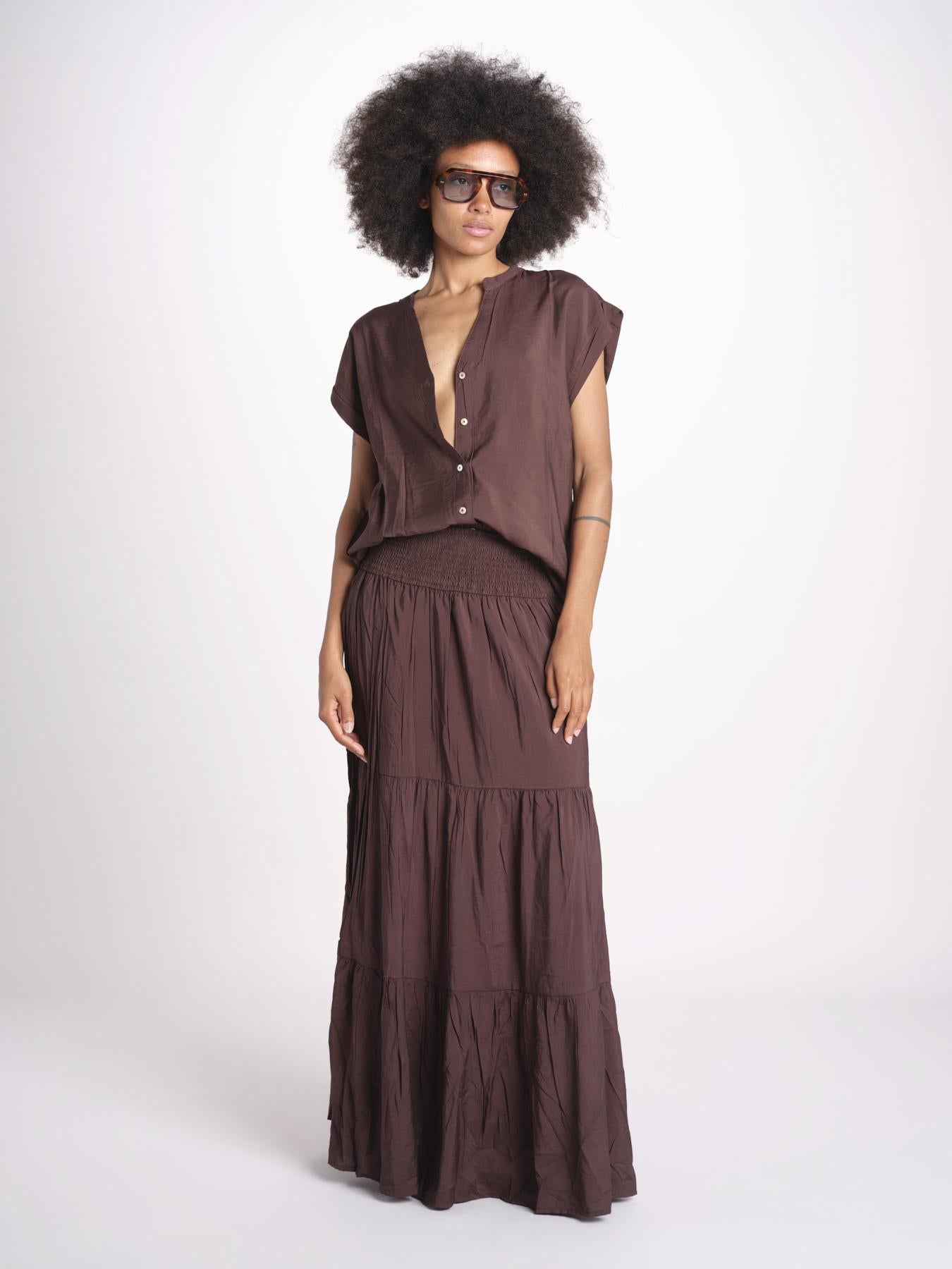 camicia con bottoni CLARENCELK CHOCOLAT laraethnics 