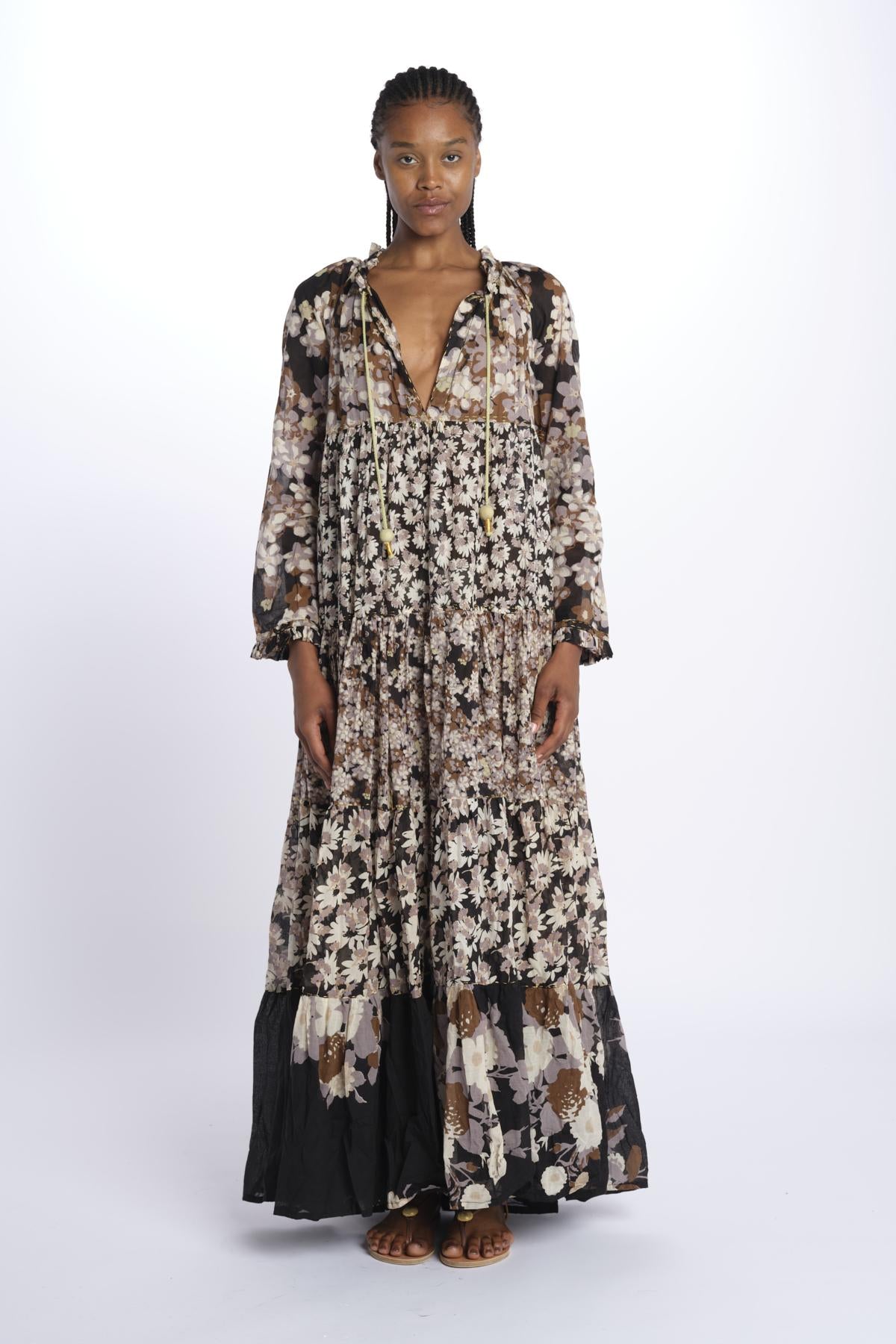 Abito lungo m/l fiori Maxi Hippydress MH BF1 MA1 yvonne s. 