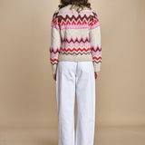 MAGIE maglia con greche BEND516 ECRU PINK hartford 