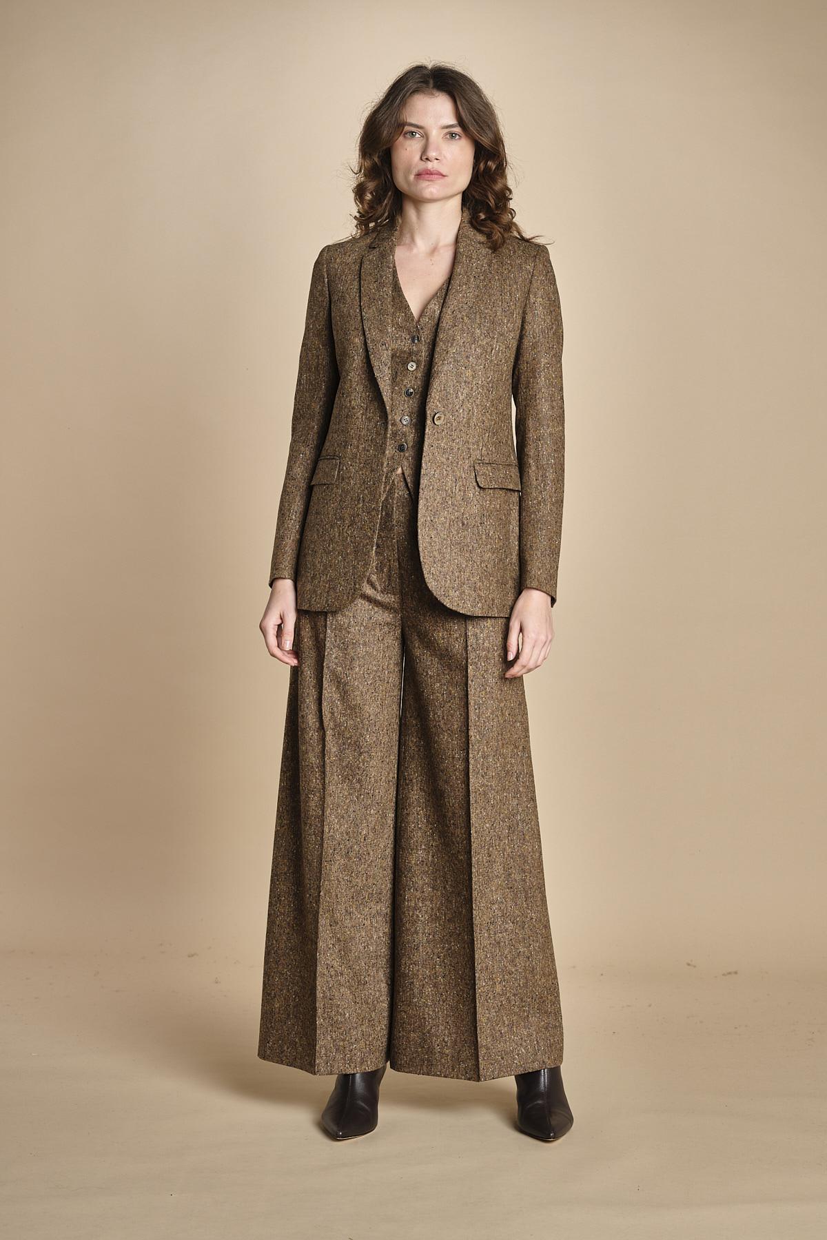pantalone over con nervature in occhio di pernice ORIANA 540932 19 quelledue 