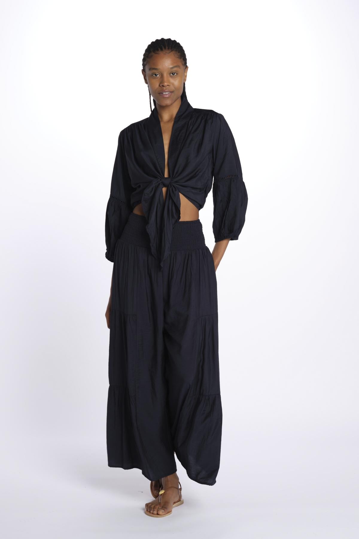 MARIA top con nodo e maniche lunghe MARIA INDIGO laraethnics 