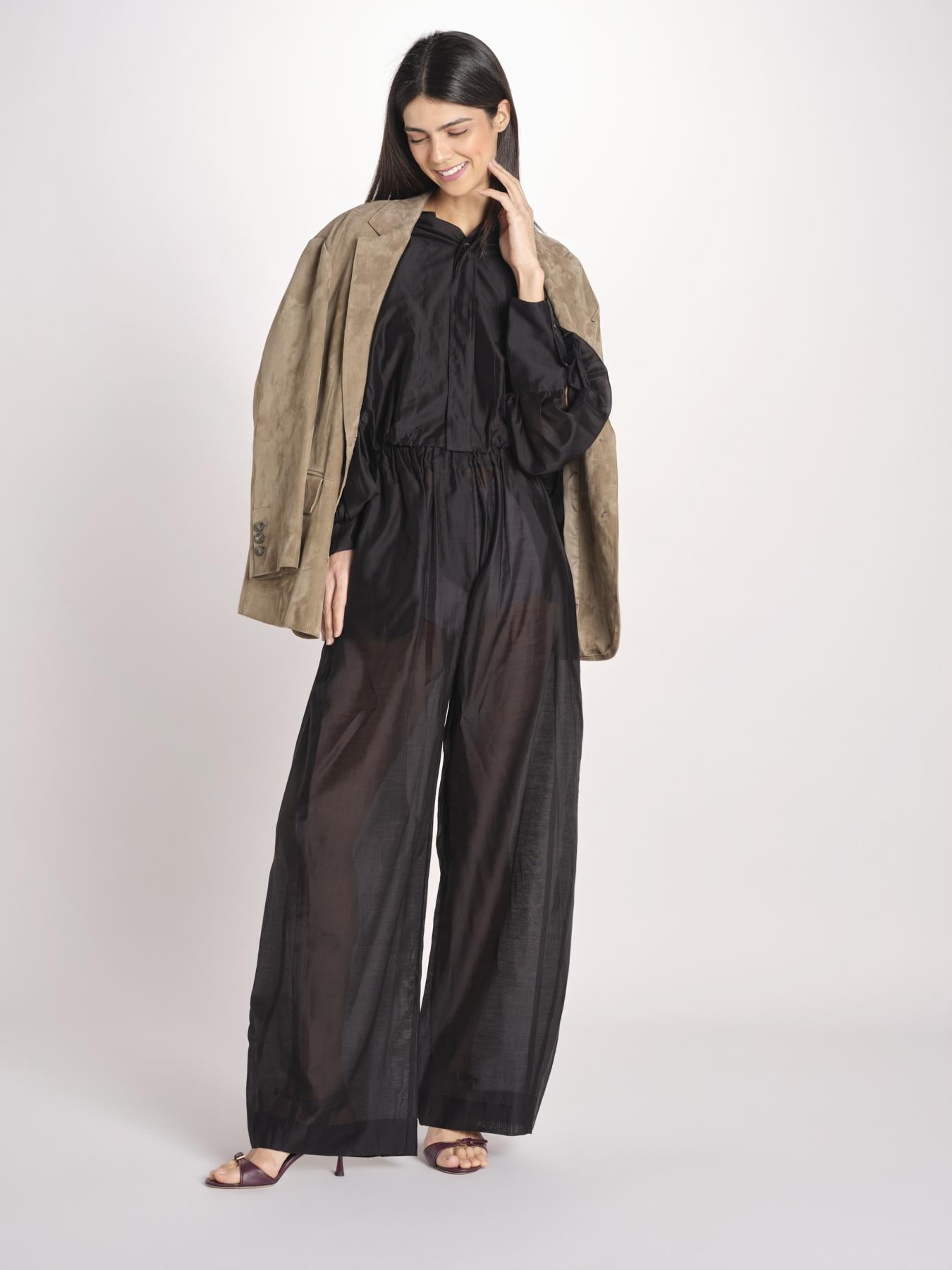 pantalone in mussola con elastico DORA 3119 T0161 BLACK T0002 the latest 