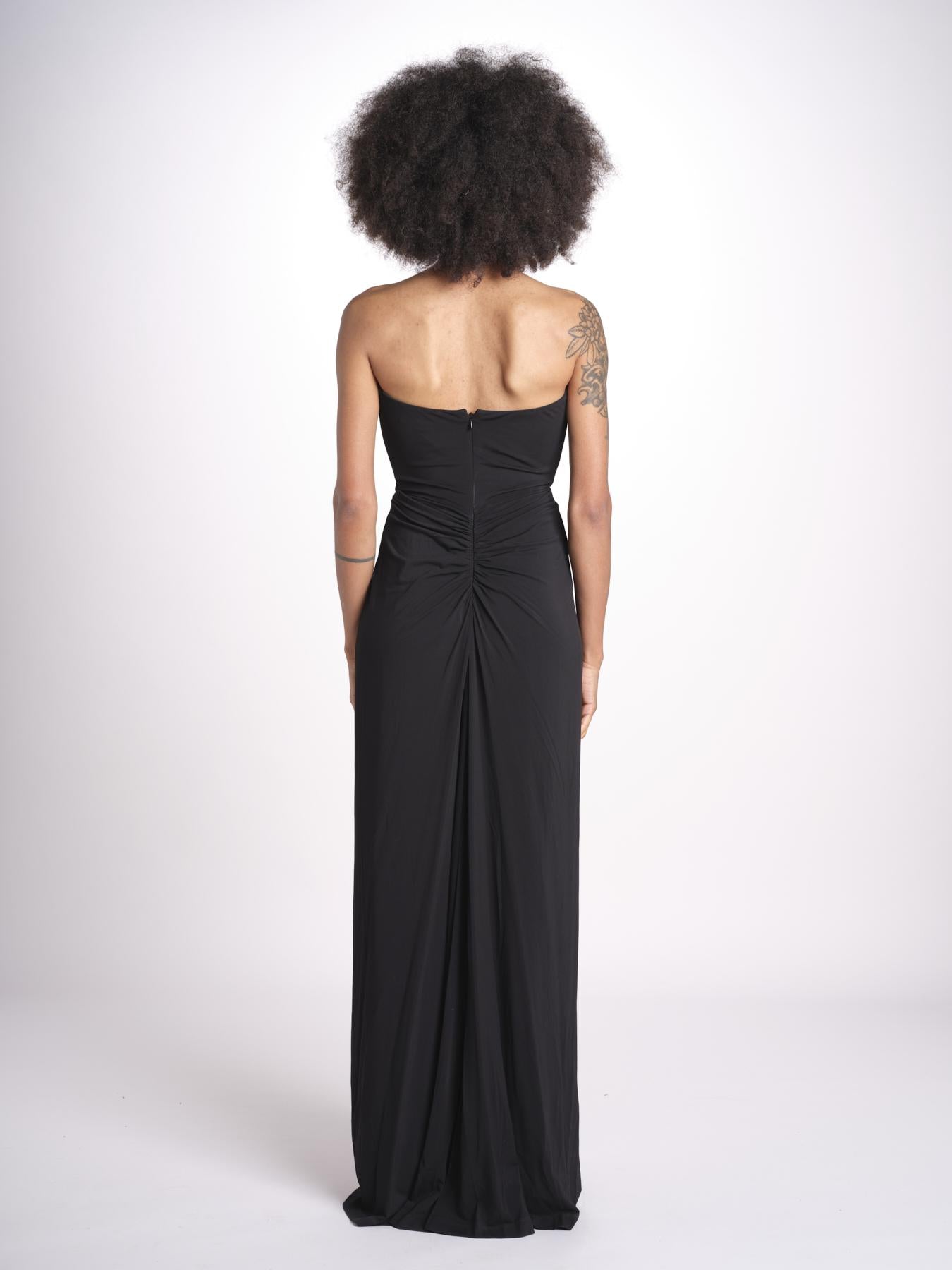 abito lungo con scollo cuore in jersey THE FLORENCE CR339 BLACK misha 