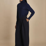 pantalone con pinces in lana NINA PLEAT CA1398 NAVY berwich 