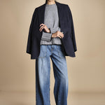 maglia girocollo over CLAUDIA GIROCOLLO GRIGIO_NERO tenne' 