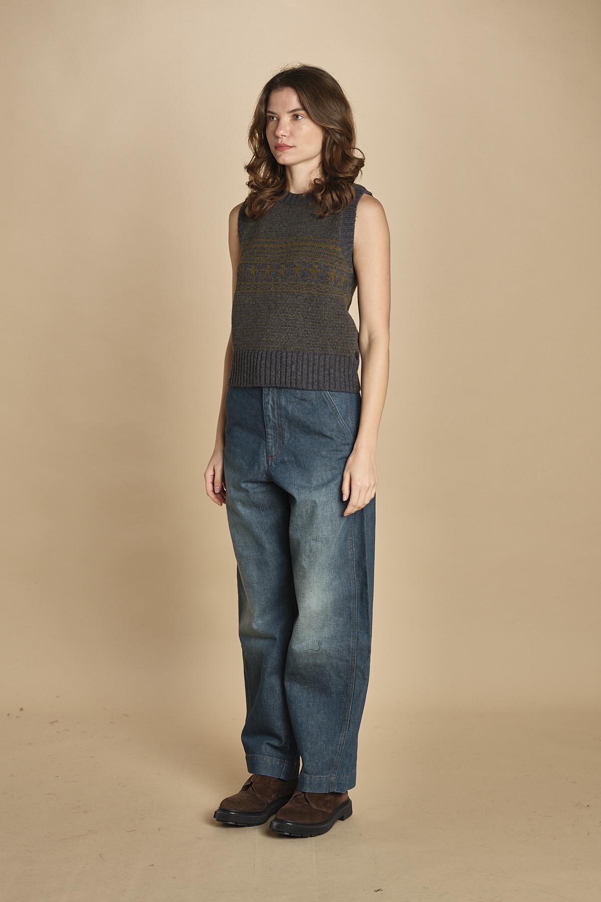 gilet jaquard. PUL0296 GRI5925W soeur 