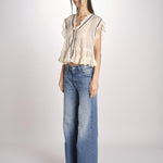 Camicia voille con rouches BOLLY ECRU mes demoiselles 