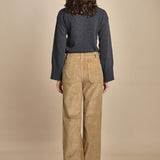 pantalone a zampa con taschine FAUVE WX CAMEL fam 