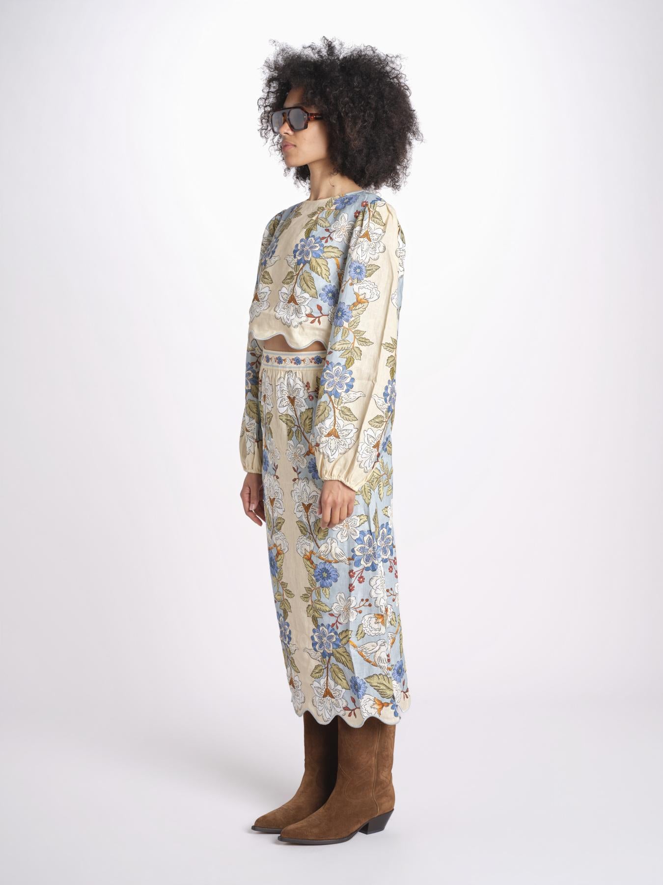 camicia cropped stampata 350502 GARDEN BLU 26046 farm rio 