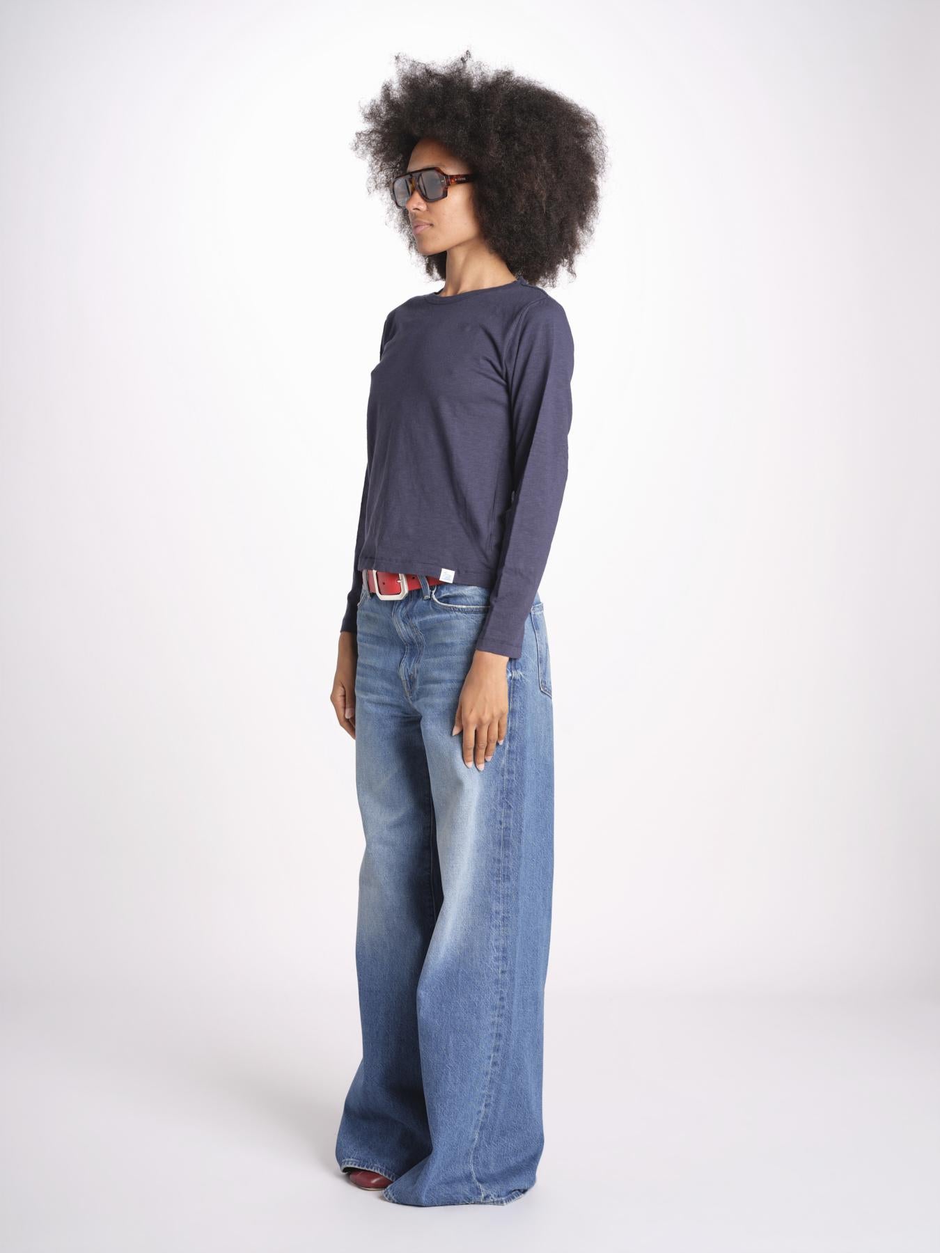 t-shirt girocollo manica lunga WSLS21 58 DEEP BLU merz b 