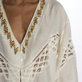 CLEIDE camicia con ricami e intarsi di pizzo WCLEIDE JA010 fortela 