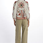 Camicia MARYS TILES m/l ricamo fiori 332385 OFFWHITE farm rio 
