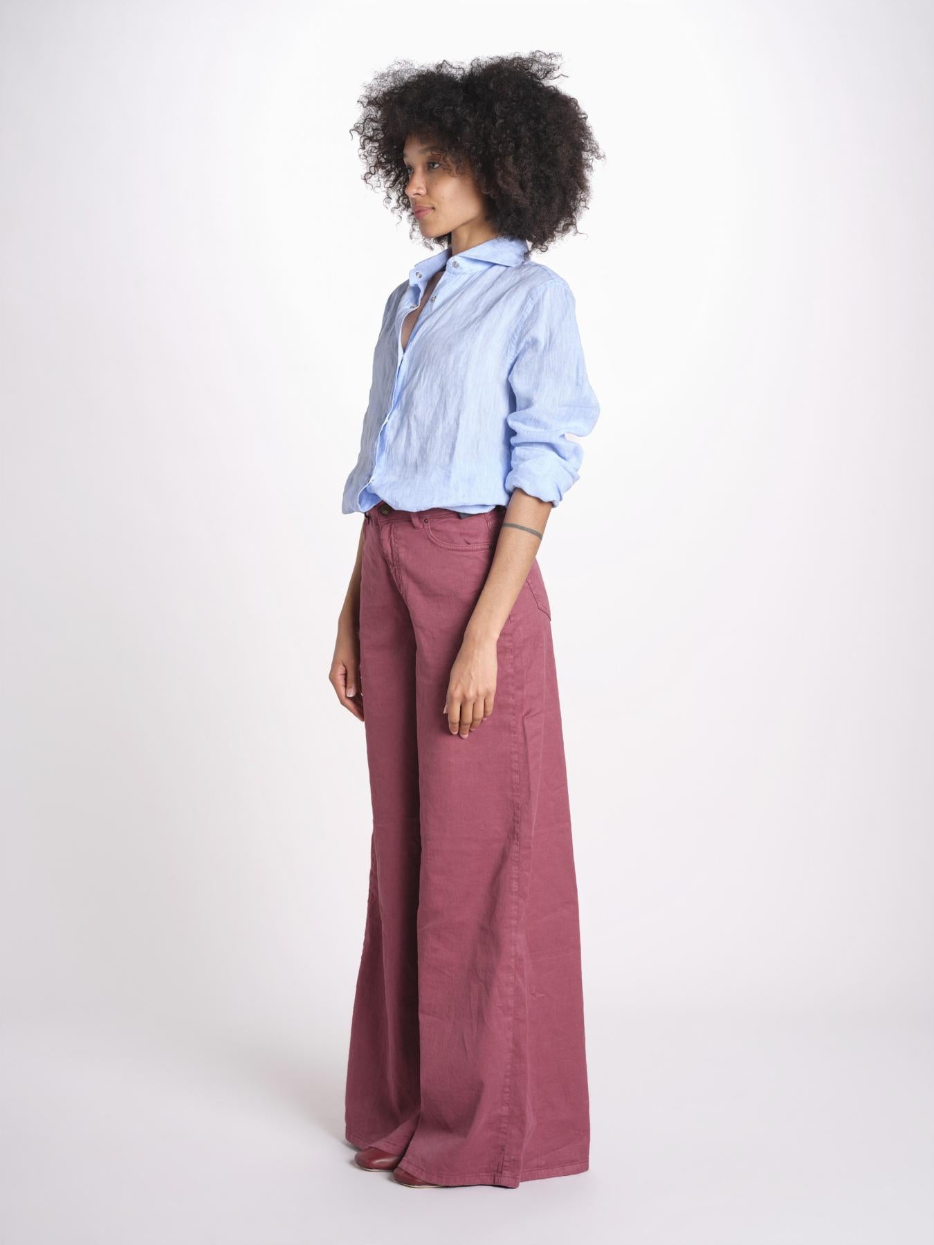 pantalone 4 tasche in misto lino SERENA XML01 197 BORGOGNA ps don't forget me 