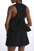 Black poplin top with knot