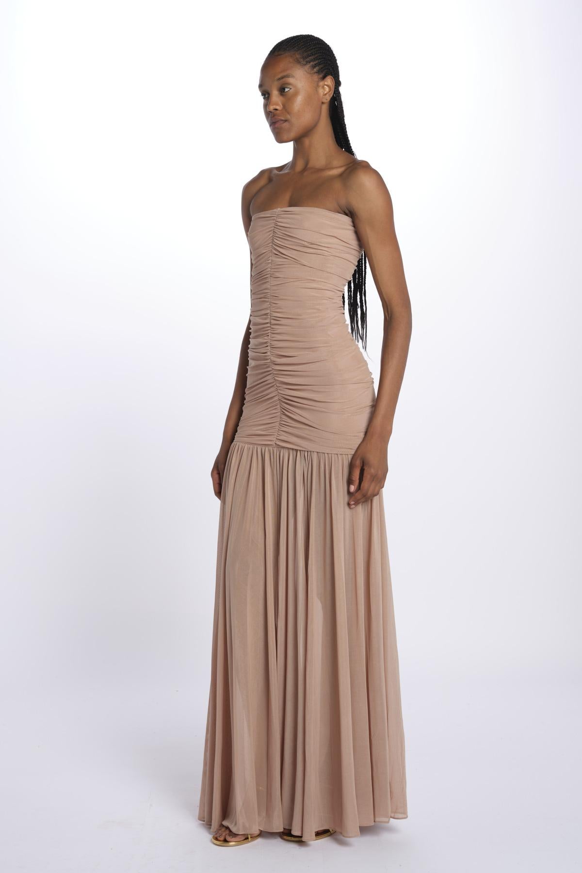 ADELE abito in tulle plisse SS24 9129 LATTE retrofete 