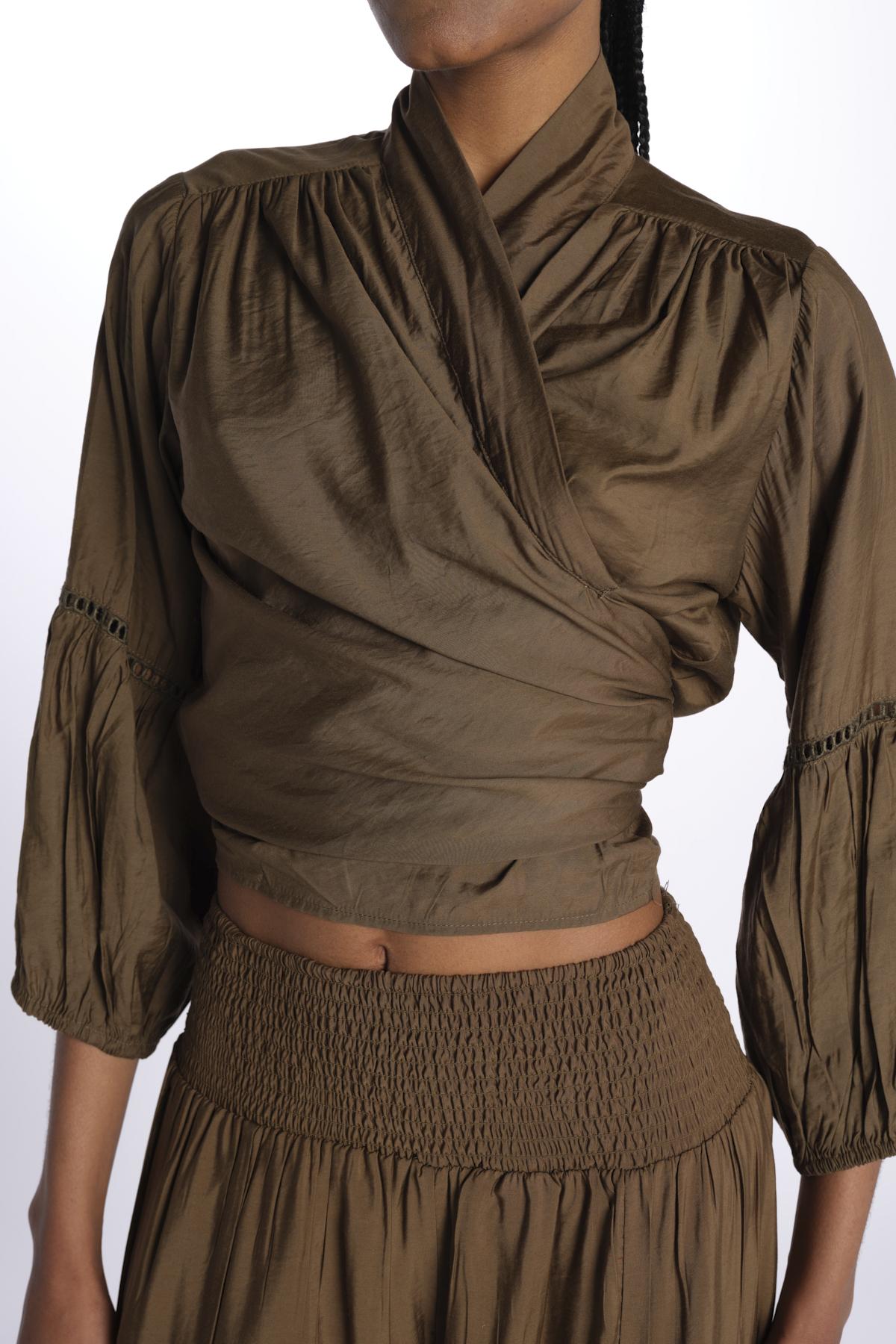 MARIA top con nodo e maniche lunghe MARIA OLIVE laraethnics 