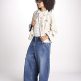 giacca manica lunga a righe 7WS-83S BEIGE.WHITE STRIPES payal pratap 
