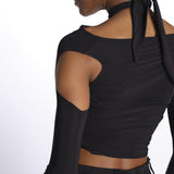 JOSIE top incrociato con spalla nuda JOSIE DEEP BLACK amazuìn 