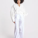 pantalone over con pinces in popeline BILLIE 3111 T0160 WHITE T0001 the latest 