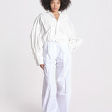 pantalone over con pinces in popeline BILLIE 3111 T0160 WHITE T0001 the latest 