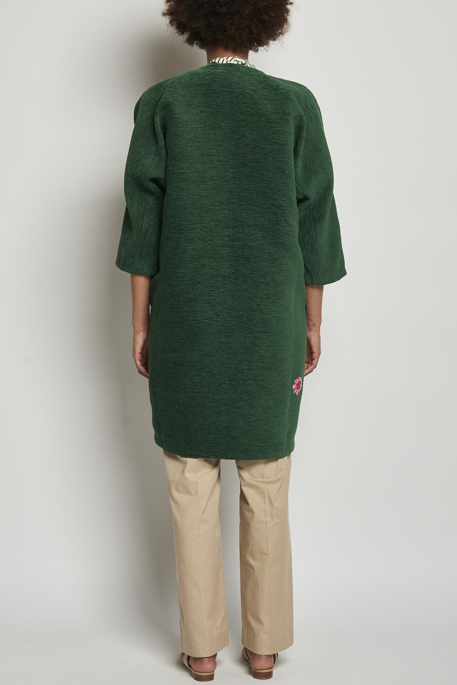 Cappotto ricamato 20C 1PRE CT32EMB GREEN marit ilison 