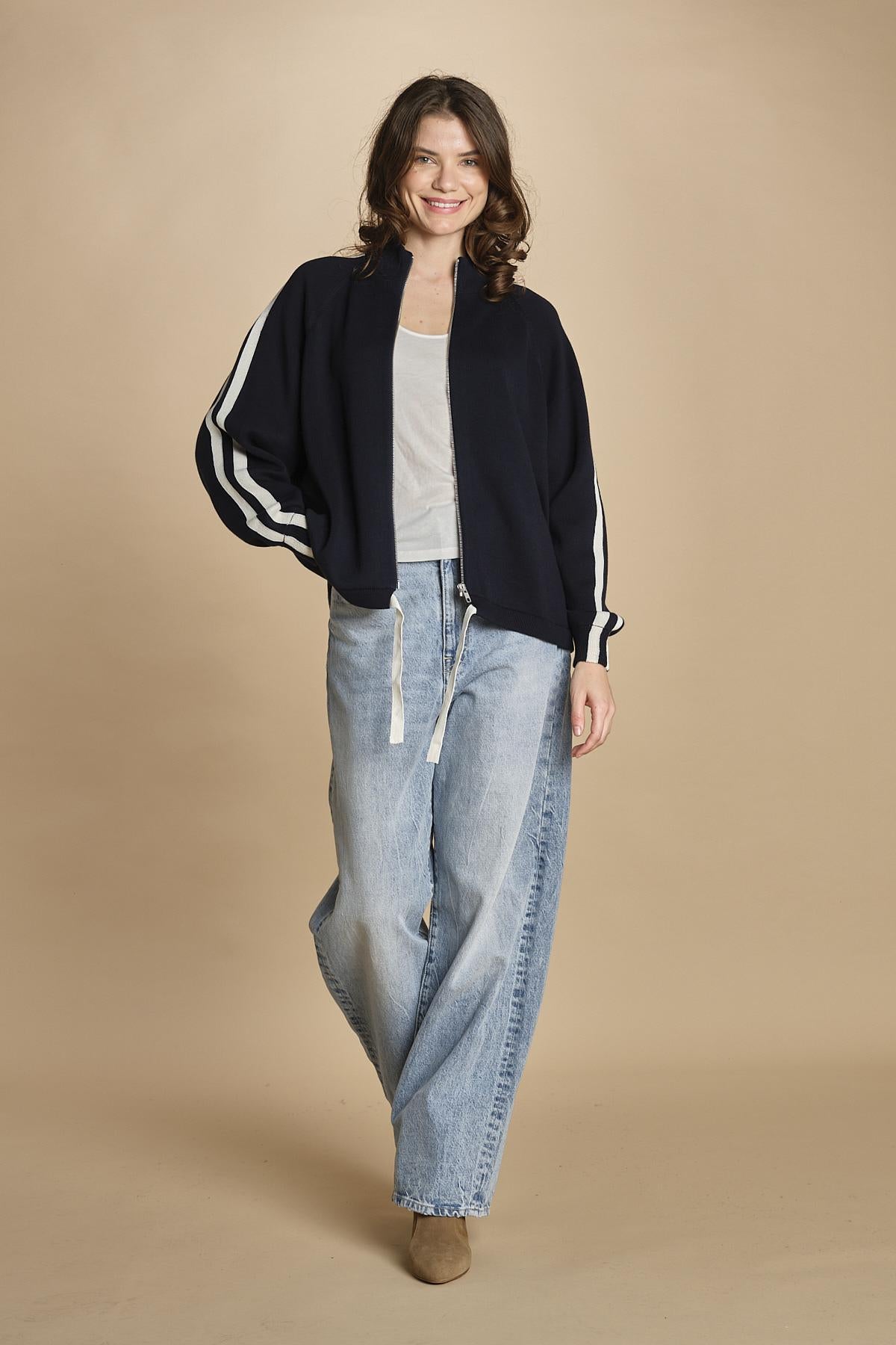maglia bande con zip ANGIX NAVY bellerose 