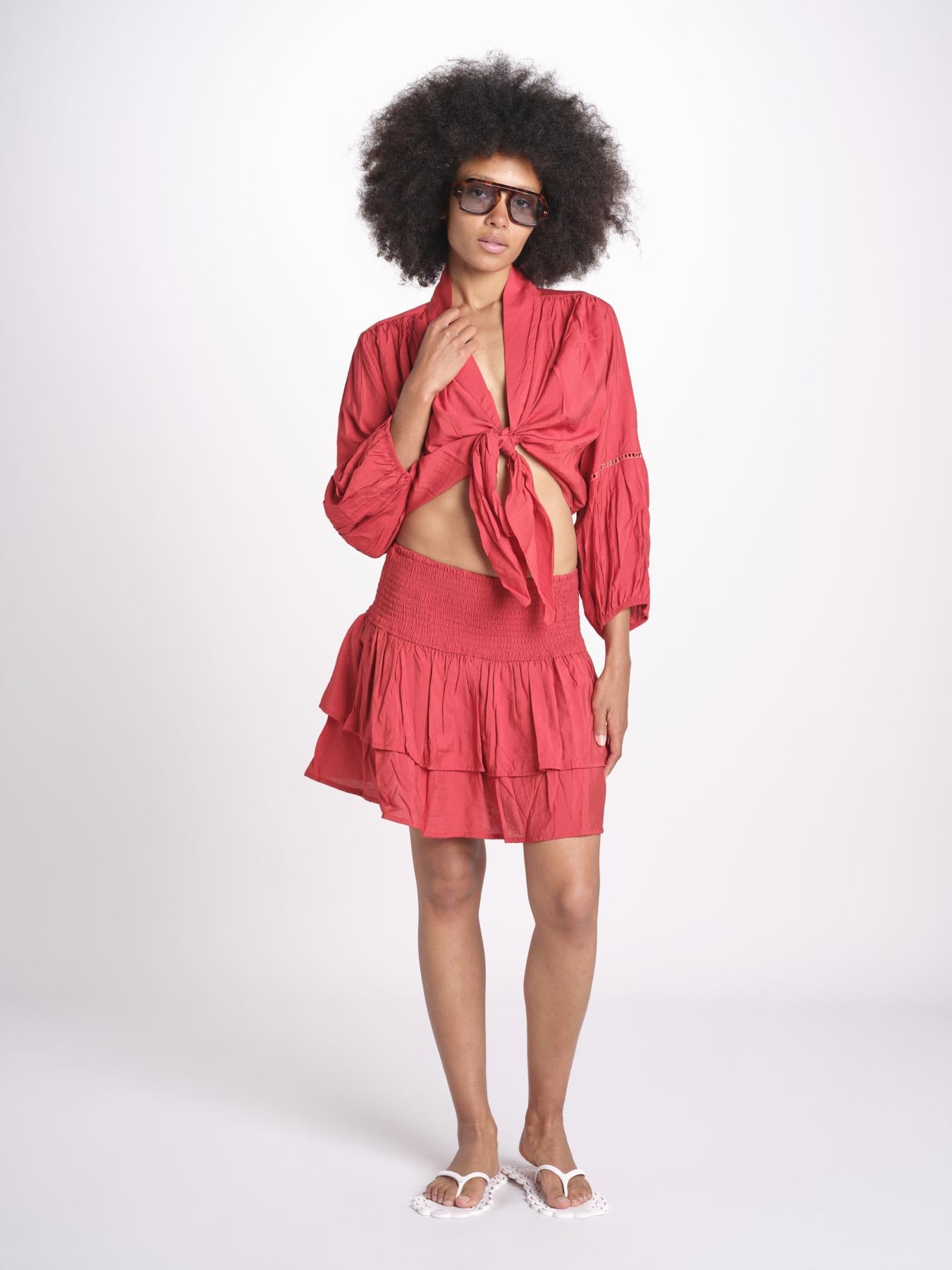 camicia con nodo MARIABL CRANBERRY laraethnics 