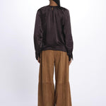 Camicia manica sbuffo CUTWORK BE24499 DARK BROWN milaura 