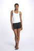 Low-cut ribbed tank top