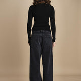 maglia scollo a v NOVA KNIT BLOUSE BLACK herskind 