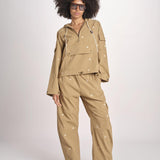 pantaloni con fiorellini ricamati THE EMBROIDERED OUTPOST OWB0008575 KHAKI the GREAT 