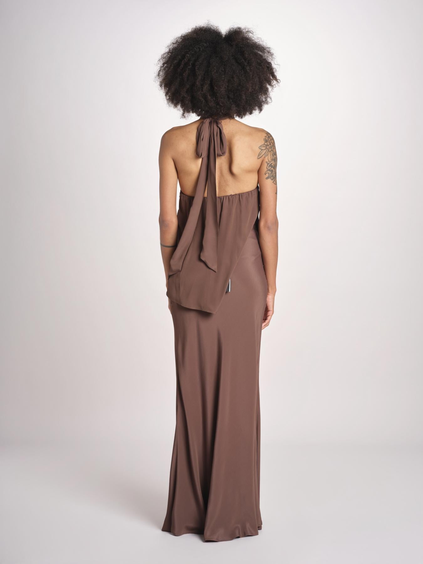 top in seta collo alto con nodo 41350-412 CACAO 69 federica tosi 