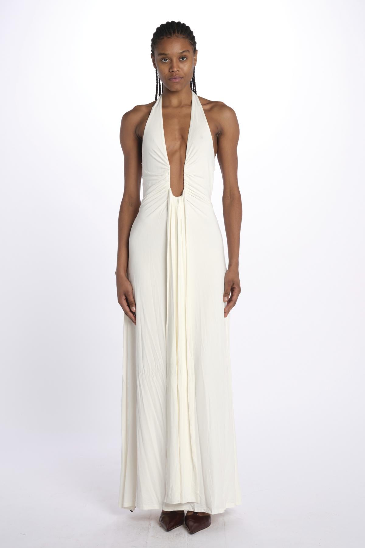 Abito JENNIFER lungo scollato jersey JAS24DR098 IVORY misha 