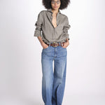 camicia uomo lino con automatici SABRILI MILITARE milaura 