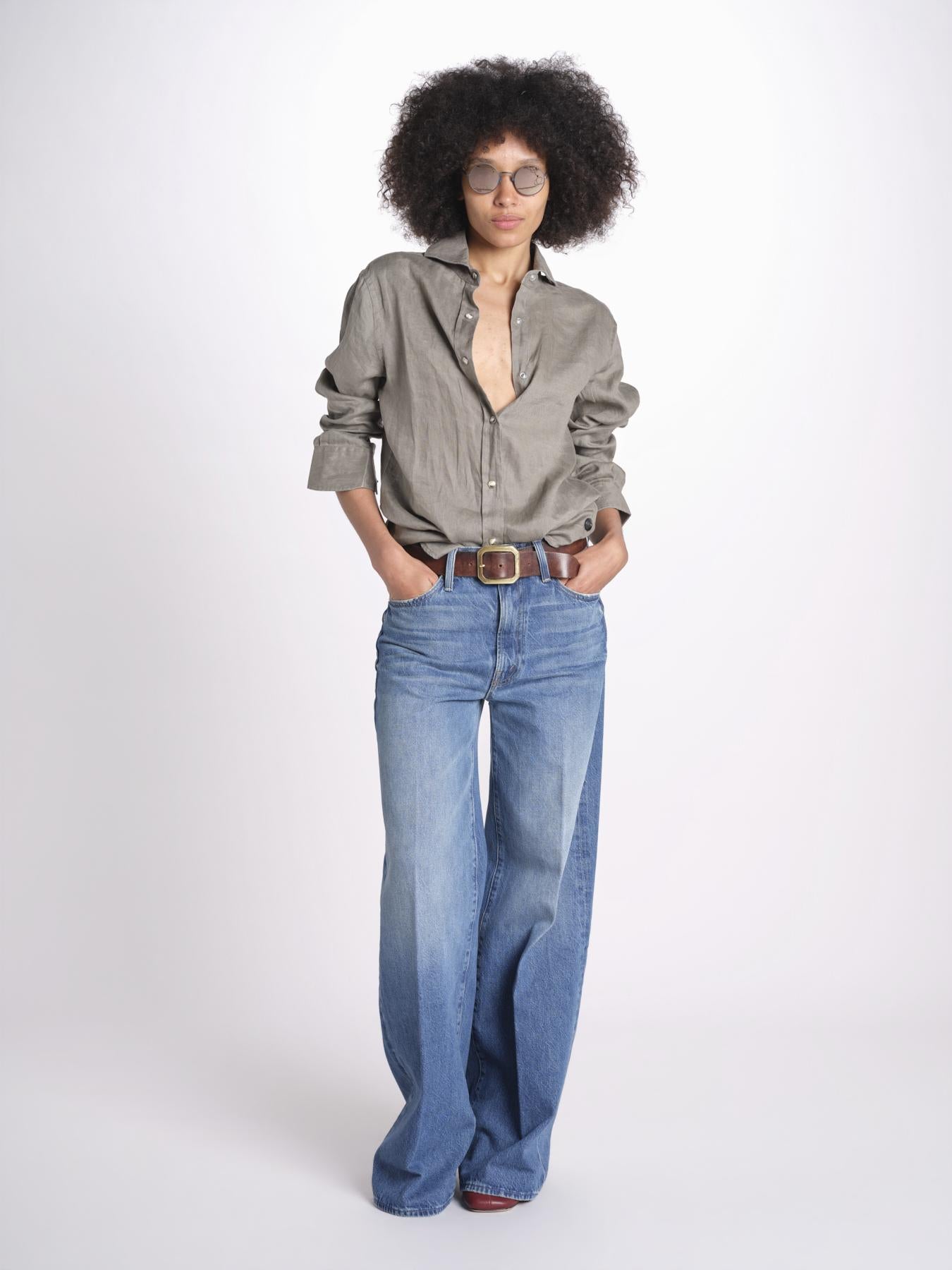 camicia uomo lino con automatici SABRILI MILITARE milaura 