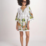 mini abito con giraffe BE25310 WHITE MULTI benaras soleil 
