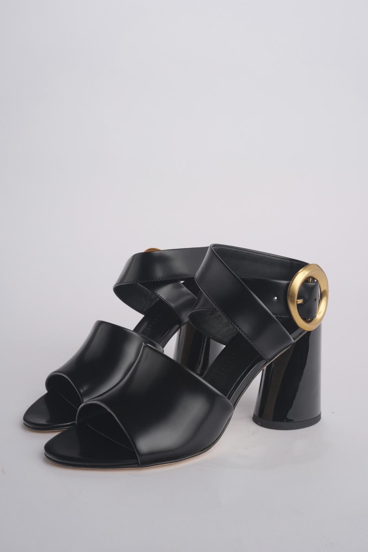 Sandalo ALLEGRA 90 MULE tacco largo F819SPZ BLACK studio AMELIA 