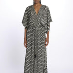ANTOINETTE abito impero con stampa foglie ANTOINETTE INDIAN BLACK laraethnics 