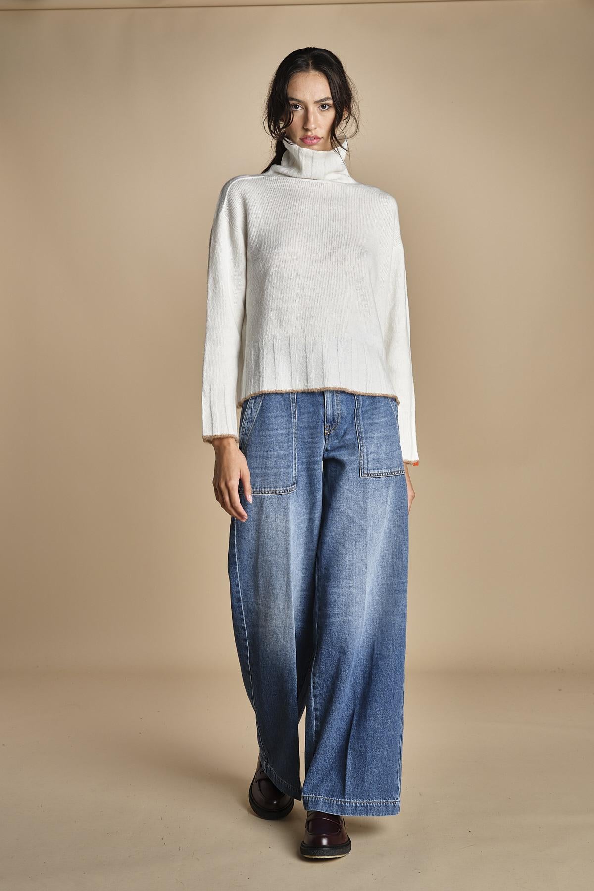 maglia dolcevita over SAMANTHA PANNA CAMMELLO tenne' 