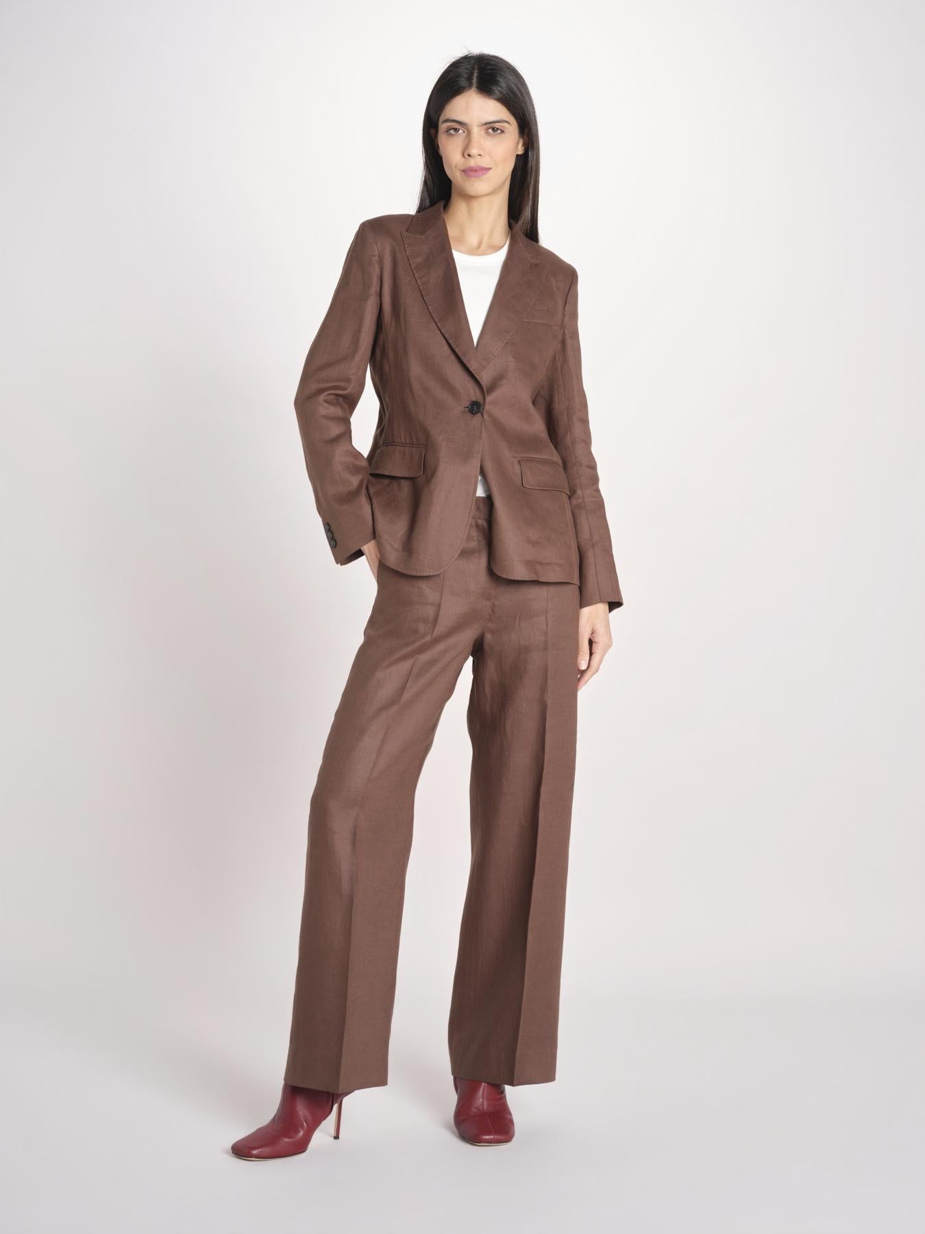 giacca in lino ad un bottone NALUT 2615041072600 037 CIOCCOLATO weekend maxmara 