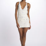 Mini abito JOLIE con paillettes JOLIE WHITE boheme couture 