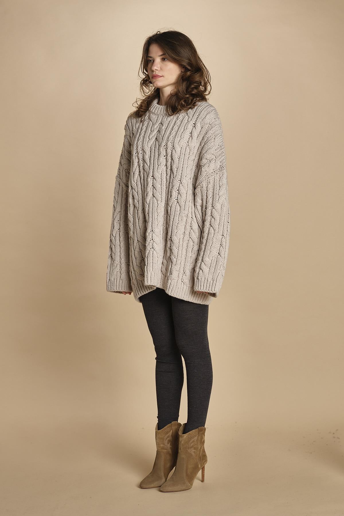 maglia over con trecce NESK SABLE bellerose 