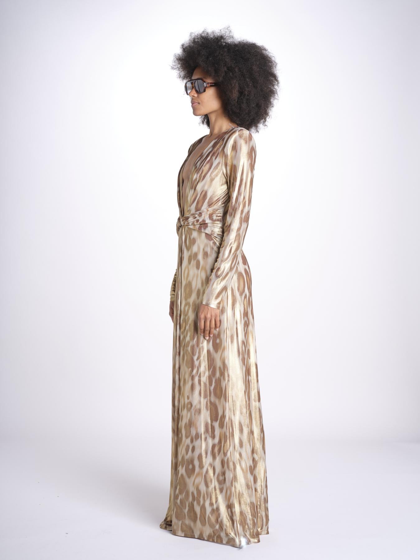 abito lungo con manica lunga PRINTED MARTINI E02263022 GOLD ANIMAL ramy brook 