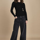 polo a costine CADEE KNIT BLOUSE BLACK herskind 