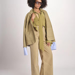 ALISS camicia cropped in seta con manica a sbuffo ALISS MJD10184141BI KHAKI jejia 
