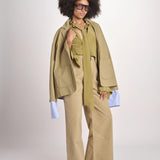 ALISS camicia cropped in seta con manica a sbuffo ALISS MJD10184141BI KHAKI jejia 
