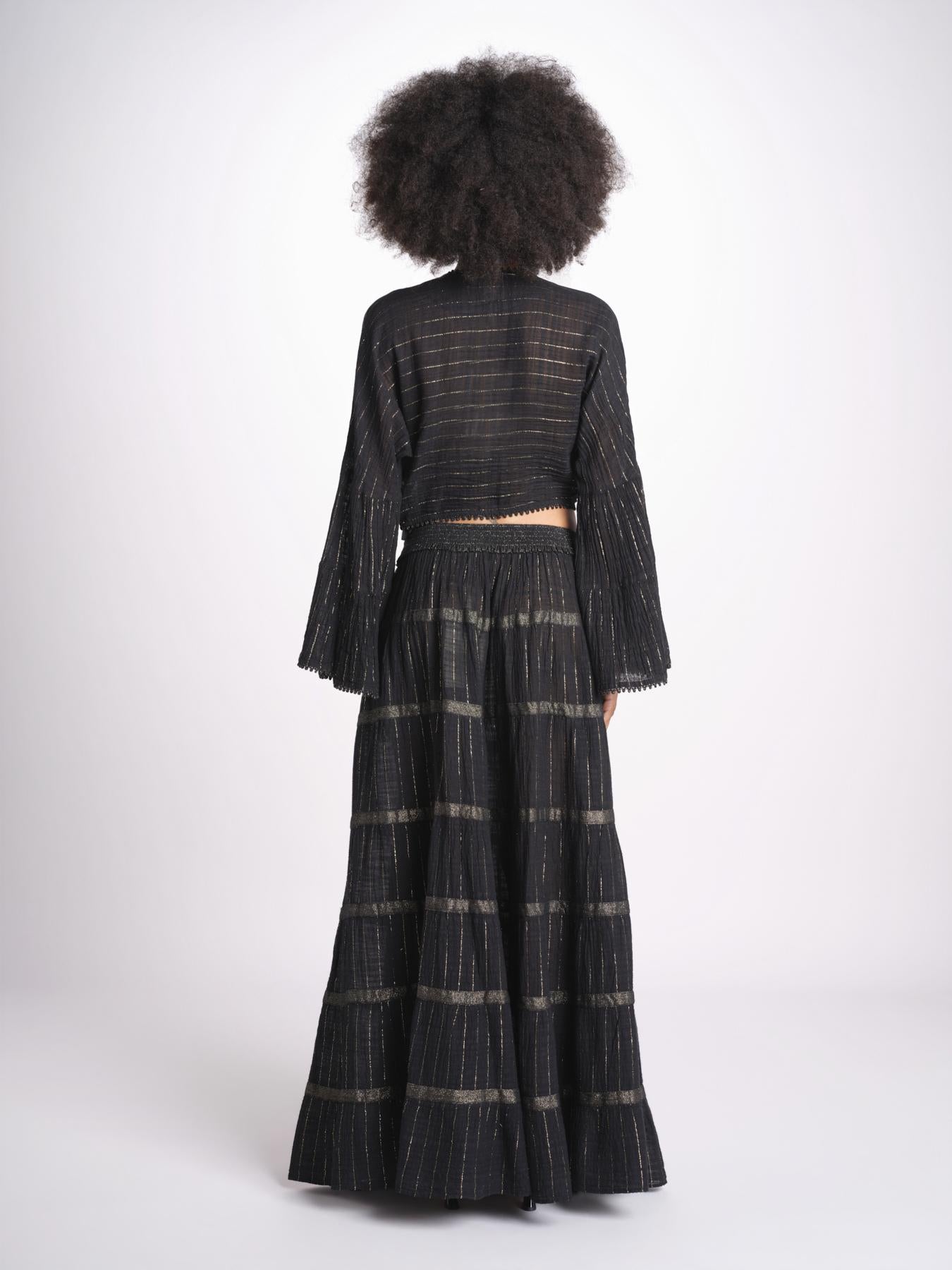 camicia cropped con nodo in lurex gessato JUNE BLACK christianzen 
