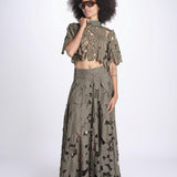 top con fiori intarsiati KOUFONISI M1721 PESTO lace the label 